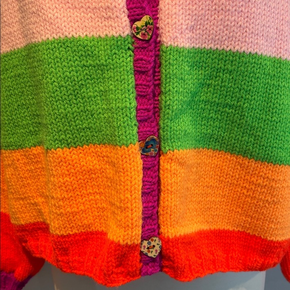 Handmade oversized Colorful Striped cardigan Women's Sweater size medium - Picture 5 of 10